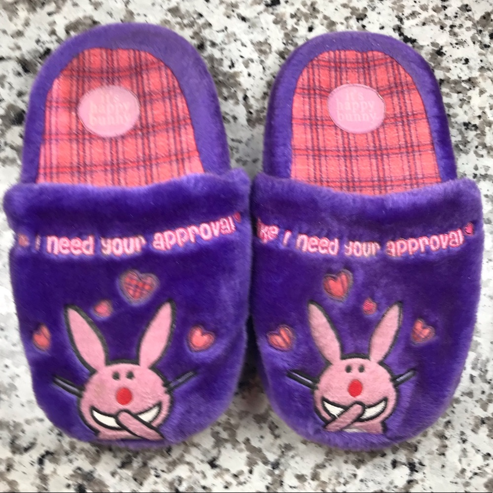 Vintage It’s Happy Bunny Purple Slippers!!💜
